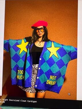 Dressed in LALA Blue & Teal Star Oversized Cardigan
